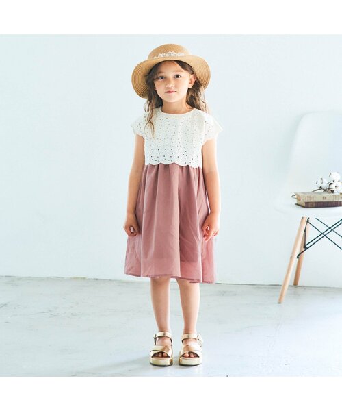 apres les cours（アプレレクール）の「WEB限定 レース切替スカラップワンピース（ワンピース・キッズ・ピンク/イエロー/ミント・80ｃｍ/90cm/110cm/100cm/120cm/130cm/140cm）」の8枚目の写真