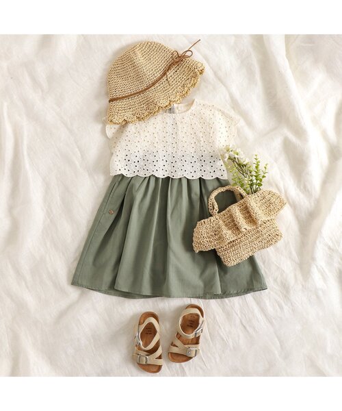 apres les cours（アプレレクール）の「WEB限定 レース切替スカラップワンピース（ワンピース・キッズ・ピンク/イエロー/ミント・80ｃｍ/90cm/110cm/100cm/120cm/130cm/140cm）」の11枚目の写真