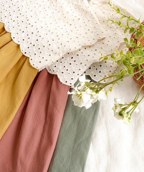 apres les cours（アプレレクール）の「WEB限定 レース切替スカラップワンピース（ワンピース・キッズ・ピンク/イエロー/ミント・80ｃｍ/90cm/110cm/100cm/120cm/130cm/140cm）」の15枚目の写真