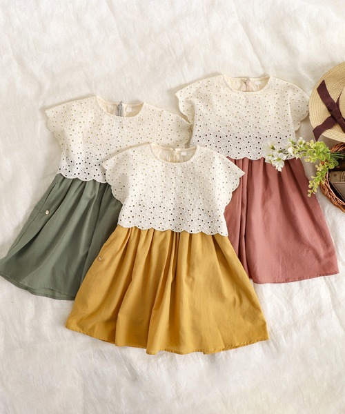 apres les cours（アプレレクール）の「WEB限定 レース切替スカラップワンピース（ワンピース・キッズ・ピンク/イエロー/ミント・80ｃｍ/90cm/110cm/100cm/120cm/130cm/140cm）」の14枚目の写真