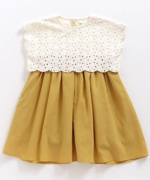 apres les cours（アプレレクール）の「WEB限定 レース切替スカラップワンピース（ワンピース・キッズ・ピンク/イエロー/ミント・80ｃｍ/90cm/110cm/100cm/120cm/130cm/140cm）」の4枚目の写真