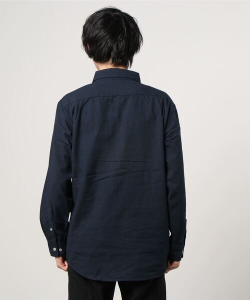 NAVY（ネイビー）の「ハイブリッドリネン 長袖シャツ（シャツ/ブラウス・メンズ・ネイビー/グレー/ホワイト・S/M/XL/L）」の16枚目の写真