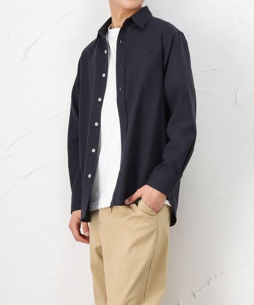 NAVY（ネイビー）の「ハイブリッドリネン 長袖シャツ（シャツ/ブラウス・メンズ・ネイビー/グレー/ホワイト・S/M/XL/L）」の14枚目の写真