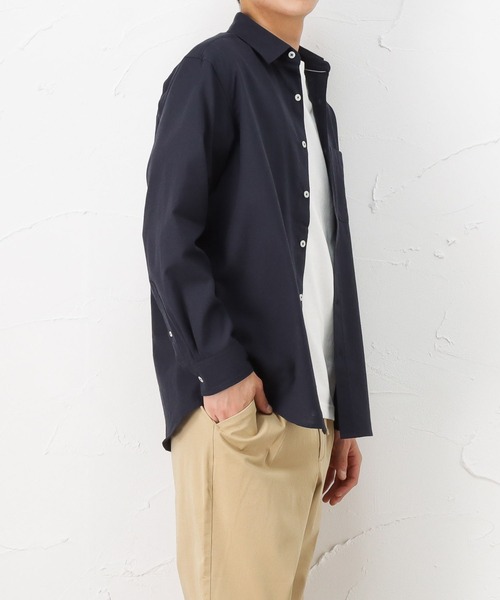 NAVY（ネイビー）の「ハイブリッドリネン 長袖シャツ（シャツ/ブラウス・メンズ・ネイビー/グレー/ホワイト・S/M/XL/L）」の12枚目の写真