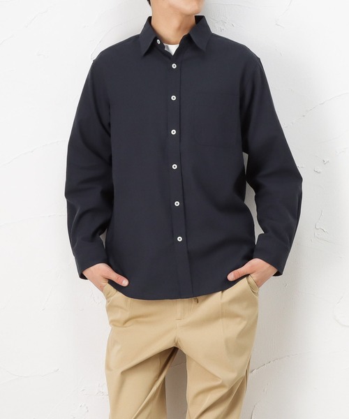 NAVY（ネイビー）の「ハイブリッドリネン 長袖シャツ（シャツ/ブラウス・メンズ・ネイビー/グレー/ホワイト・S/M/XL/L）」の9枚目の写真