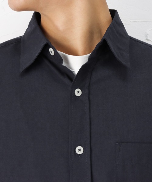 NAVY（ネイビー）の「ハイブリッドリネン 長袖シャツ（シャツ/ブラウス・メンズ・ネイビー/グレー/ホワイト・S/M/XL/L）」の8枚目の写真