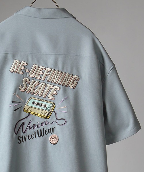 VISION STREET WEAR（ヴィジョンストリートウェア）の「【VISION　STREET　WEAR／ヴィジョンストリートウェア】刺繍オープンカラー半袖シャツ/カセット/恐竜（シャツ/ブラウス・メンズ・ホワイト/ライトブルー/ブラック/パープル/サックスブルー/ホワイト系その他・M/L）」の6枚目の写真