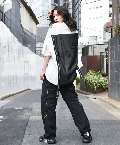 A‘gem 9(エージェムナイン)の「『A'GEM/9』ZIPデザインメッシュ半袖Tシャツ(Tシャツ/カットソー・メンズ・ホワイト/ブラック・FREE)」の6枚目の写真
