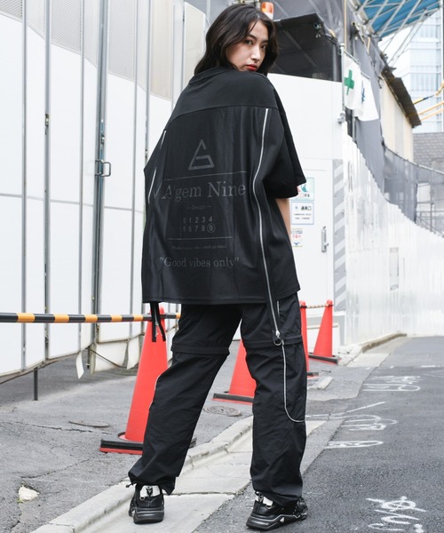 A‘gem 9(エージェムナイン)の「『A'GEM/9』ZIPデザインメッシュ半袖Tシャツ(Tシャツ/カットソー・メンズ・ホワイト/ブラック・FREE)」の3枚目の写真