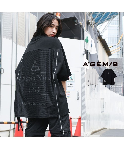 A‘gem 9(エージェムナイン)の「『A'GEM/9』ZIPデザインメッシュ半袖Tシャツ(Tシャツ/カットソー・メンズ・ホワイト/ブラック・FREE)」の12枚目の写真