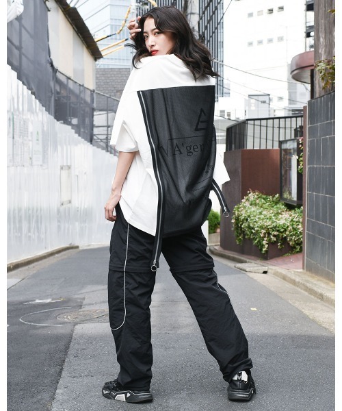 A‘gem 9(エージェムナイン)の「『A'GEM/9』ZIPデザインメッシュ半袖Tシャツ(Tシャツ/カットソー・メンズ・ホワイト/ブラック・FREE)」の18枚目の写真
