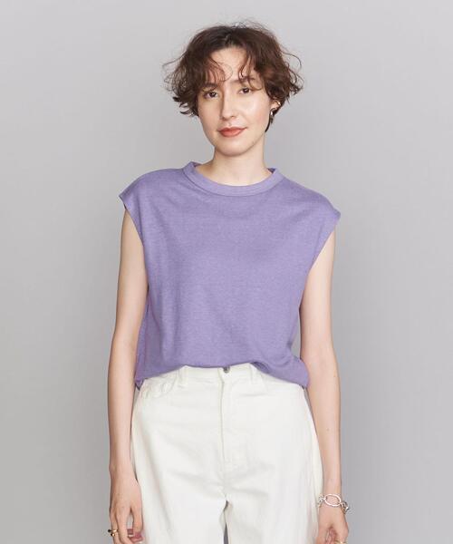BEAUTY&YOUTH UNITED ARROWS（ビューティーアンドユースユナイテッドアローズ）の「BY 麻ブレンドクルーネックノースリーブカットソー（Tシャツ/カットソー・レディース・ホワイト/ブラック/ピンク/オリーブ/ライラック・FREE）」の5枚目の写真