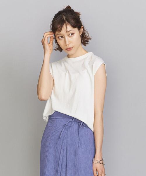 BEAUTY&YOUTH UNITED ARROWS（ビューティーアンドユースユナイテッドアローズ）の「BY 麻ブレンドクルーネックノースリーブカットソー（Tシャツ/カットソー・レディース・ホワイト/ブラック/ピンク/オリーブ/ライラック・FREE）」の2枚目の写真