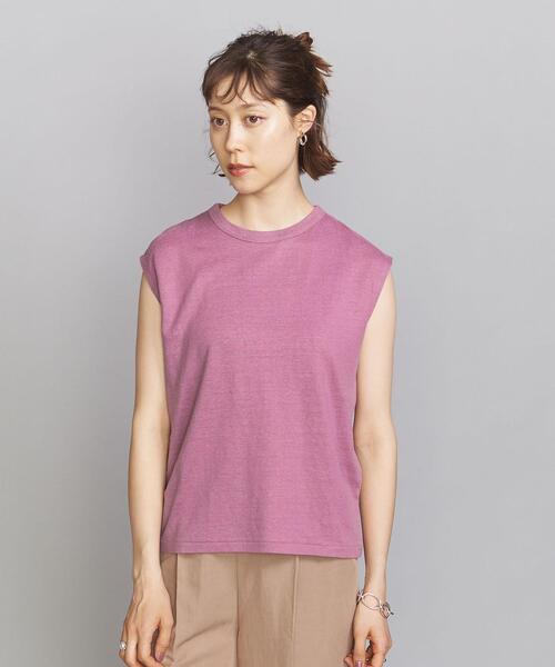 BEAUTY&YOUTH UNITED ARROWS（ビューティーアンドユースユナイテッドアローズ）の「BY 麻ブレンドクルーネックノースリーブカットソー（Tシャツ/カットソー・レディース・ホワイト/ブラック/ピンク/オリーブ/ライラック・FREE）」の6枚目の写真