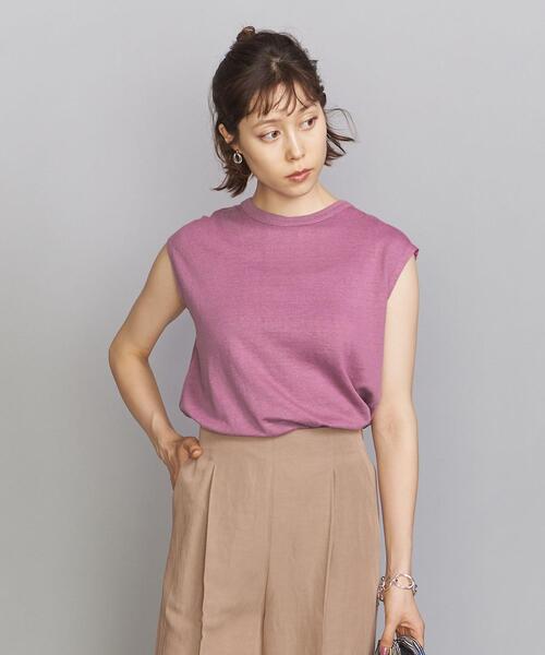 BEAUTY&YOUTH UNITED ARROWS（ビューティーアンドユースユナイテッドアローズ）の「BY 麻ブレンドクルーネックノースリーブカットソー（Tシャツ/カットソー・レディース・ホワイト/ブラック/ピンク/オリーブ/ライラック・FREE）」の10枚目の写真