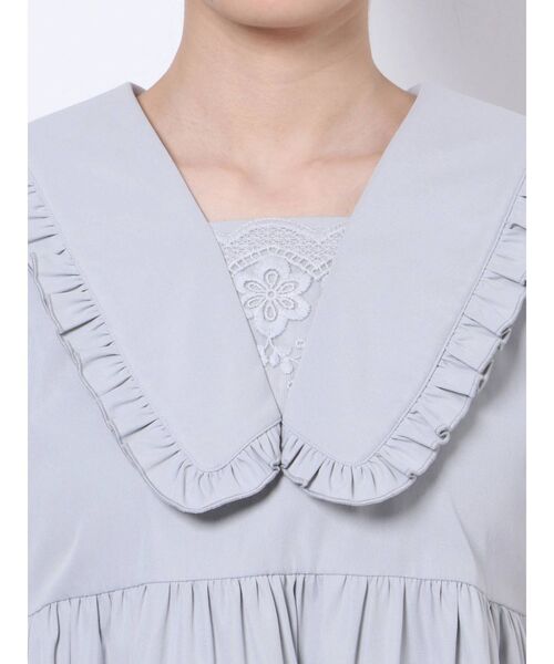 merry jenny（メリージェニー）の「フリルbigカラーミモレワンピース（ワンピース・レディース・ライトブルー/ブラック/ベージュ・FREE）」の10枚目の写真