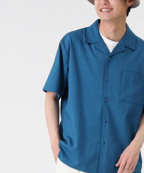 PLUS ONE（プラスワン）の「【接触冷感】【PLUS ONE】ストレッチ開襟半袖シャツ / 吸水速乾（シャツ/ブラウス・メンズ・ネイビー×ホワイト/ブラック/オフホワイト/グリーン/ターコイズブルー/ベージュ・L/M/XL）」の5枚目の写真