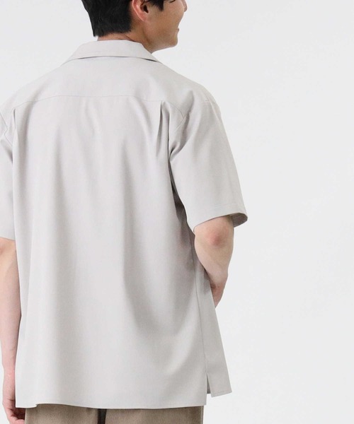 PLUS ONE（プラスワン）の「【接触冷感】【PLUS ONE】ストレッチ開襟半袖シャツ / 吸水速乾（シャツ/ブラウス・メンズ・ネイビー×ホワイト/ブラック/オフホワイト/グリーン/ターコイズブルー/ベージュ・L/M/XL）」の11枚目の写真