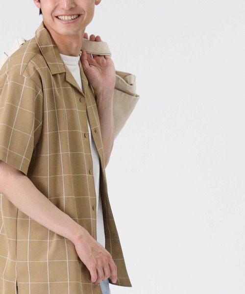 PLUS ONE（プラスワン）の「【接触冷感】【PLUS ONE】ストレッチ開襟半袖シャツ / 吸水速乾（シャツ/ブラウス・メンズ・ネイビー×ホワイト/ブラック/オフホワイト/グリーン/ターコイズブルー/ベージュ・L/M/XL）」の22枚目の写真