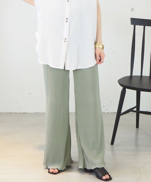 tiptop（ティップトップ）の「セミフレアカットプリーツパンツ（その他パンツ・レディース・アイボリー/ブラック/グレイッシュベージュ/ライトグリーン/A/B・FREE）」の19枚目の写真