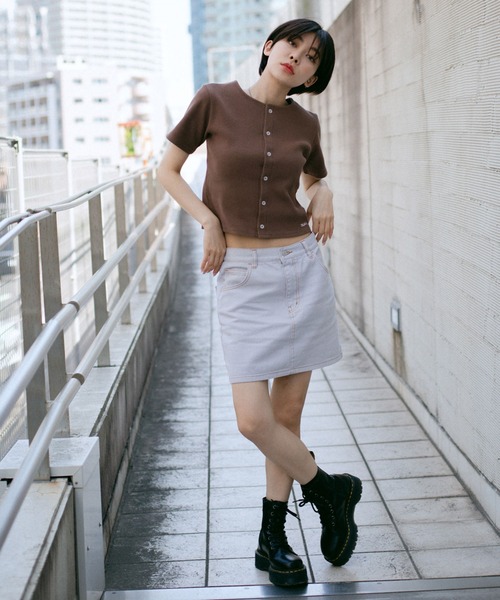 X-girl（エックスガール）の「2WAY S/S CARDIGAN（カーディガン/ボレロ・レディース・ブラウン/ブラック/ライトブルー/ホワイト・S/M）」の17枚目の写真