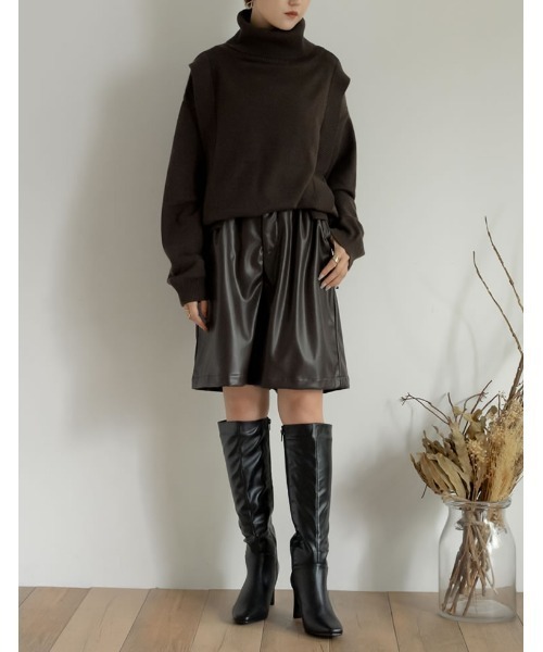 Re:EDIT（リエディ）の「フェイクレザーロングヒールブーツ（ブーツ・レディース・ダークブラウン/アイボリー/ブラック・SMALL/X-LARGE/LARGE/MEDIUM/XX-LARGE）」の11枚目の写真