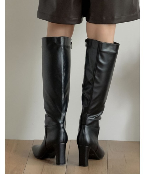 Re:EDIT（リエディ）の「フェイクレザーロングヒールブーツ（ブーツ・レディース・ダークブラウン/アイボリー/ブラック・SMALL/X-LARGE/LARGE/MEDIUM/XX-LARGE）」の12枚目の写真