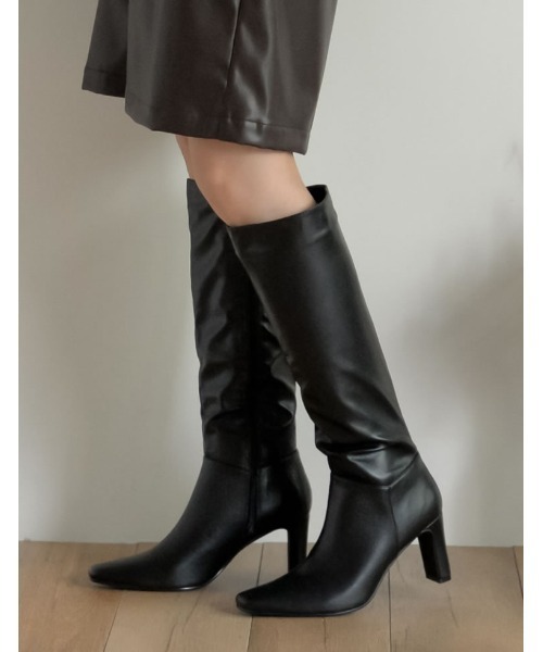 Re:EDIT（リエディ）の「フェイクレザーロングヒールブーツ（ブーツ・レディース・ダークブラウン/アイボリー/ブラック・SMALL/X-LARGE/LARGE/MEDIUM/XX-LARGE）」の13枚目の写真