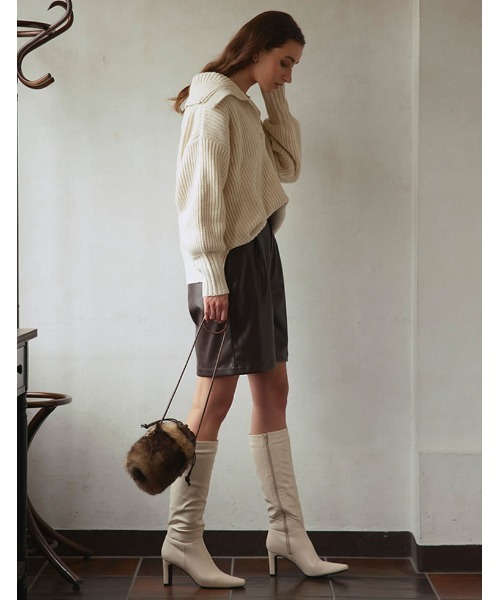 Re:EDIT（リエディ）の「フェイクレザーロングヒールブーツ（ブーツ・レディース・ダークブラウン/アイボリー/ブラック・SMALL/X-LARGE/LARGE/MEDIUM/XX-LARGE）」の17枚目の写真