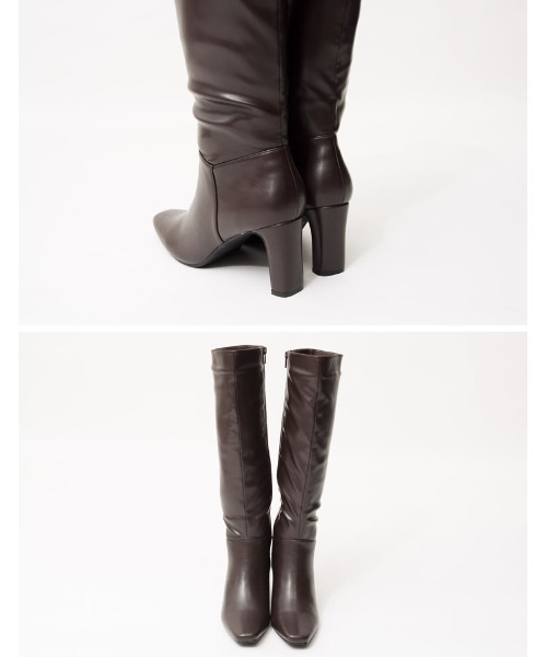 Re:EDIT（リエディ）の「フェイクレザーロングヒールブーツ（ブーツ・レディース・ダークブラウン/アイボリー/ブラック・SMALL/X-LARGE/LARGE/MEDIUM/XX-LARGE）」の18枚目の写真