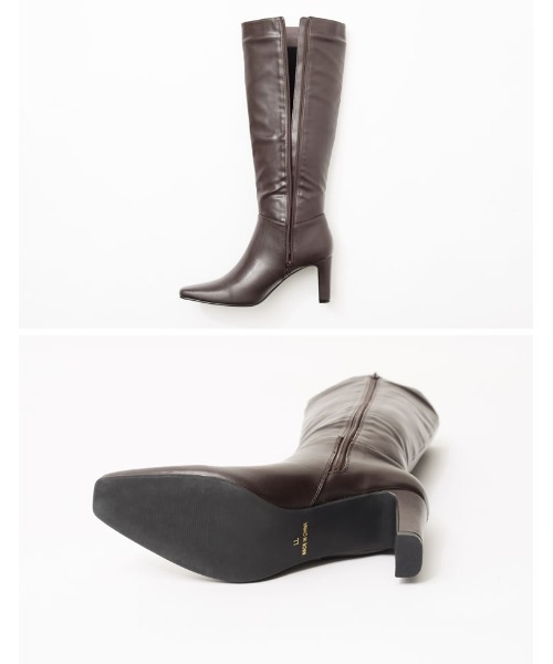 Re:EDIT（リエディ）の「フェイクレザーロングヒールブーツ（ブーツ・レディース・ダークブラウン/アイボリー/ブラック・SMALL/X-LARGE/LARGE/MEDIUM/XX-LARGE）」の19枚目の写真