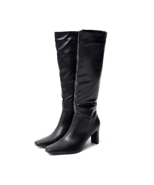 Re:EDIT（リエディ）の「フェイクレザーロングヒールブーツ（ブーツ・レディース・ダークブラウン/アイボリー/ブラック・SMALL/X-LARGE/LARGE/MEDIUM/XX-LARGE）」の4枚目の写真