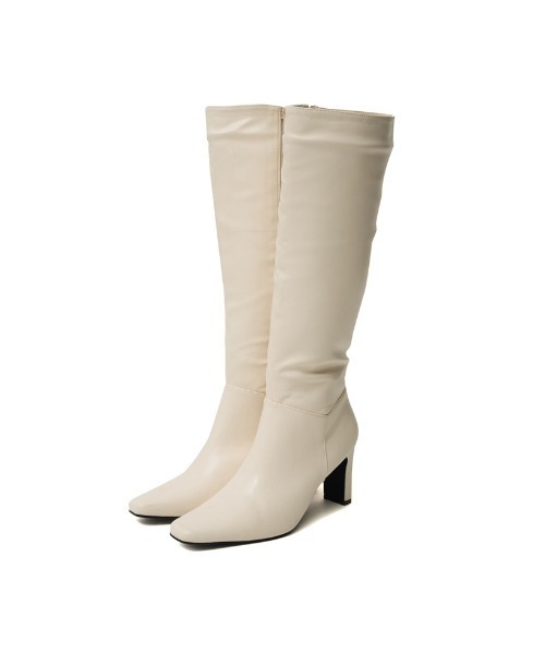 Re:EDIT（リエディ）の「フェイクレザーロングヒールブーツ（ブーツ・レディース・ダークブラウン/アイボリー/ブラック・SMALL/X-LARGE/LARGE/MEDIUM/XX-LARGE）」の5枚目の写真