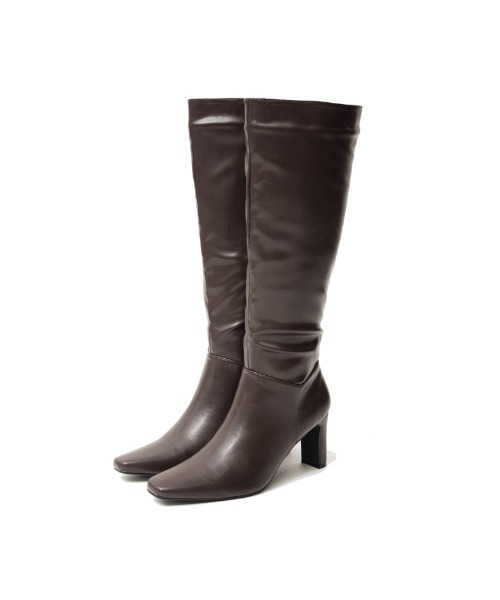 Re:EDIT（リエディ）の「フェイクレザーロングヒールブーツ（ブーツ・レディース・ダークブラウン/アイボリー/ブラック・SMALL/X-LARGE/LARGE/MEDIUM/XX-LARGE）」の6枚目の写真
