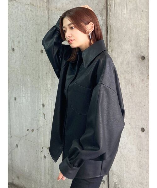 EMODA（エモダ）の「ヴィーガンレザーシャツ（シャツ/ブラウス・レディース・ブラック/ブラウン/イエロー/アイボリー・FREE）」の19枚目の写真