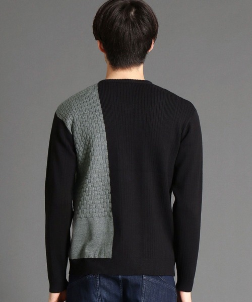 HIDEAWAYS NICOLE（ハイダウェイニコル）の「アミジキリカエランダムリブニット（ニット/セーター・メンズ・ブラック×グレー/ブラック/ホワイト系1/オフホワイト・LARGE/X-LARGE/MEDIUM）」の12枚目の写真