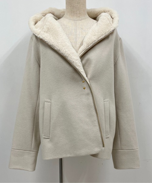 PICCIN(ピッチン)の「フードファー付きショートコート(その他アウター・レディース・グレー/サックスブルー/アイボリー・M/L)」の12枚目の写真