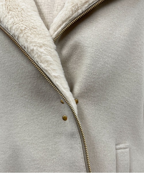 PICCIN(ピッチン)の「フードファー付きショートコート(その他アウター・レディース・グレー/サックスブルー/アイボリー・M/L)」の13枚目の写真