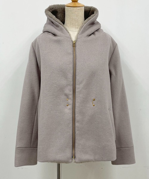 PICCIN(ピッチン)の「フードファー付きショートコート(その他アウター・レディース・グレー/サックスブルー/アイボリー・M/L)」の4枚目の写真