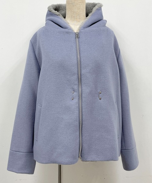 PICCIN(ピッチン)の「フードファー付きショートコート(その他アウター・レディース・グレー/サックスブルー/アイボリー・M/L)」の5枚目の写真