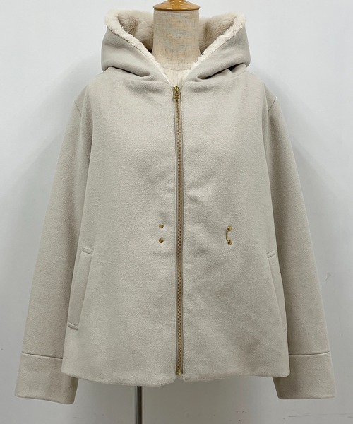 PICCIN(ピッチン)の「フードファー付きショートコート(その他アウター・レディース・グレー/サックスブルー/アイボリー・M/L)」の6枚目の写真