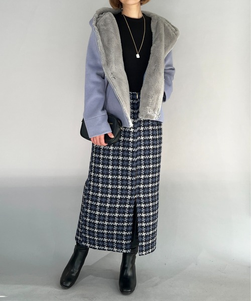 PICCIN(ピッチン)の「フードファー付きショートコート(その他アウター・レディース・グレー/サックスブルー/アイボリー・M/L)」の22枚目の写真