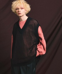 MAISON SPECIAL | 《ユニセックスアイテム》プライムオーバーメッシュVネックニットベスト 【MAISON SPECIAL/メゾンスペシャル】(ベスト)