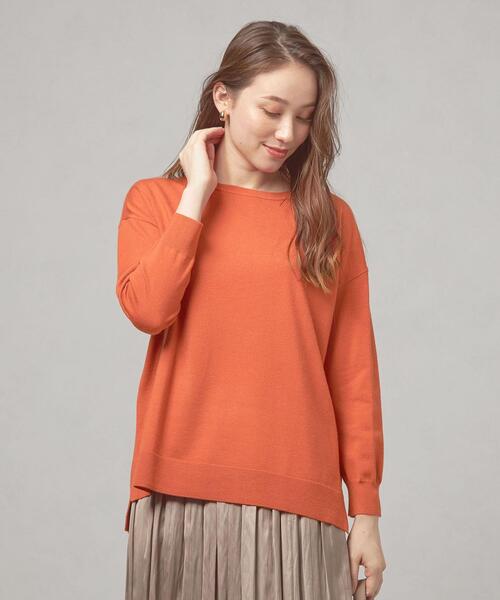 closet story（クローゼットストーリー）の「＜closet story（クローゼットストーリー）＞イージー ワイド サイドスリット ニット -ウォッシャブル-（ニット/セーター・レディース・ライトグレー/ライトブルー/オレンジ・FREE）」の5枚目の写真