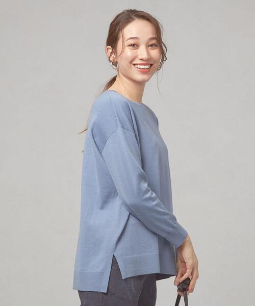 closet story（クローゼットストーリー）の「＜closet story（クローゼットストーリー）＞イージー ワイド サイドスリット ニット -ウォッシャブル-（ニット/セーター・レディース・ライトグレー/ライトブルー/オレンジ・FREE）」の8枚目の写真