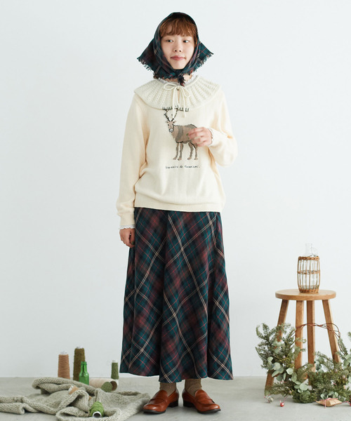 chambre de charme(シャンブルドゥシャーム)の「cdc コットンナイロン/ウール トナカイニット(ニット/セーター・レディース・ホワイト/オレンジ・FREE)」の15枚目の写真