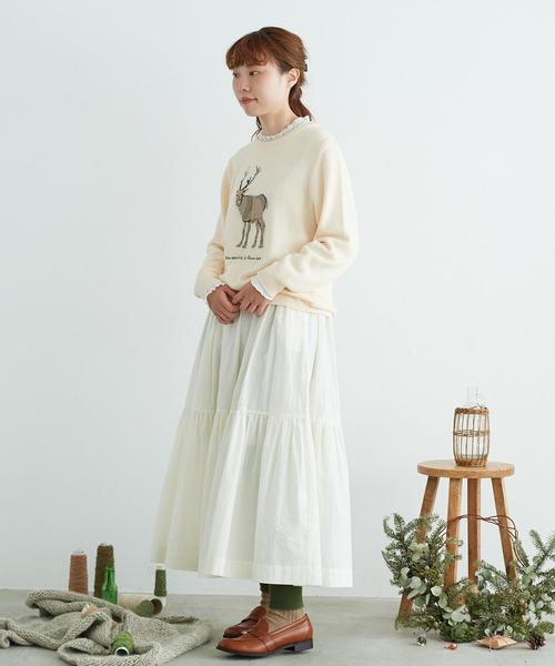 chambre de charme(シャンブルドゥシャーム)の「cdc コットンナイロン/ウール トナカイニット(ニット/セーター・レディース・ホワイト/オレンジ・FREE)」の7枚目の写真