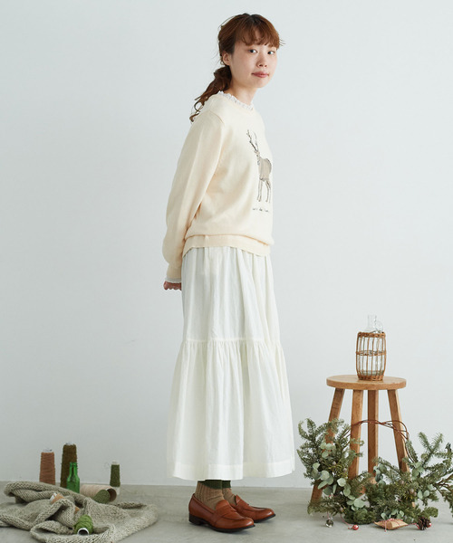 chambre de charme(シャンブルドゥシャーム)の「cdc コットンナイロン/ウール トナカイニット(ニット/セーター・レディース・ホワイト/オレンジ・FREE)」の10枚目の写真