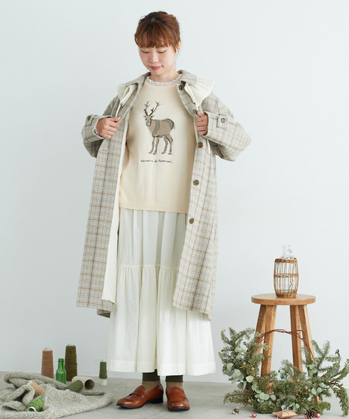 chambre de charme(シャンブルドゥシャーム)の「cdc コットンナイロン/ウール トナカイニット(ニット/セーター・レディース・ホワイト/オレンジ・FREE)」の13枚目の写真