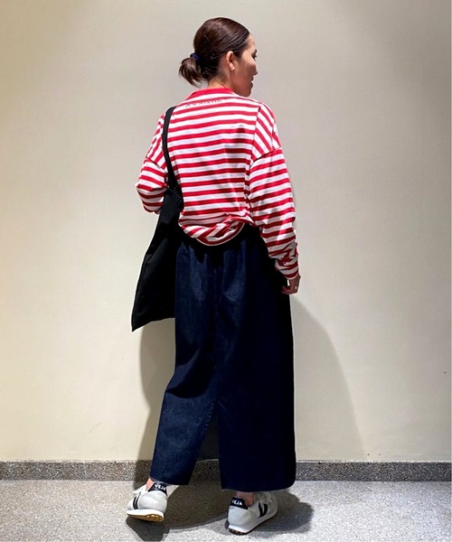 20th ボーダーテンジク プリントクルーネック-Big-プルオーバー